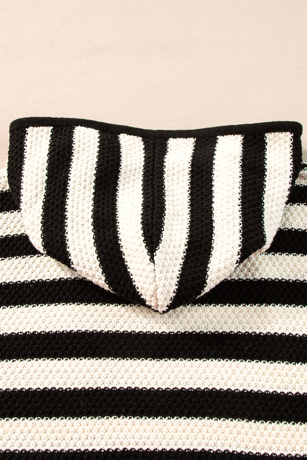 Sweaters - Stripe Hooded Knit Sweater Pocketed Jumper