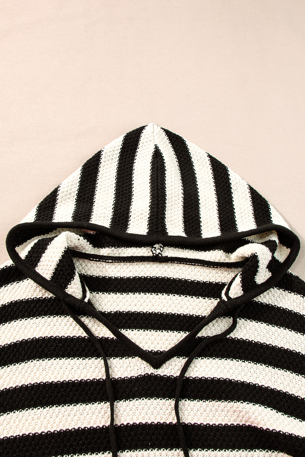 Sweaters - Stripe Hooded Knit Sweater Pocketed Jumper