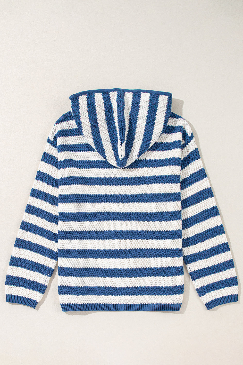 Sweaters - Stripe Hooded Knit Sweater Pocketed Jumper