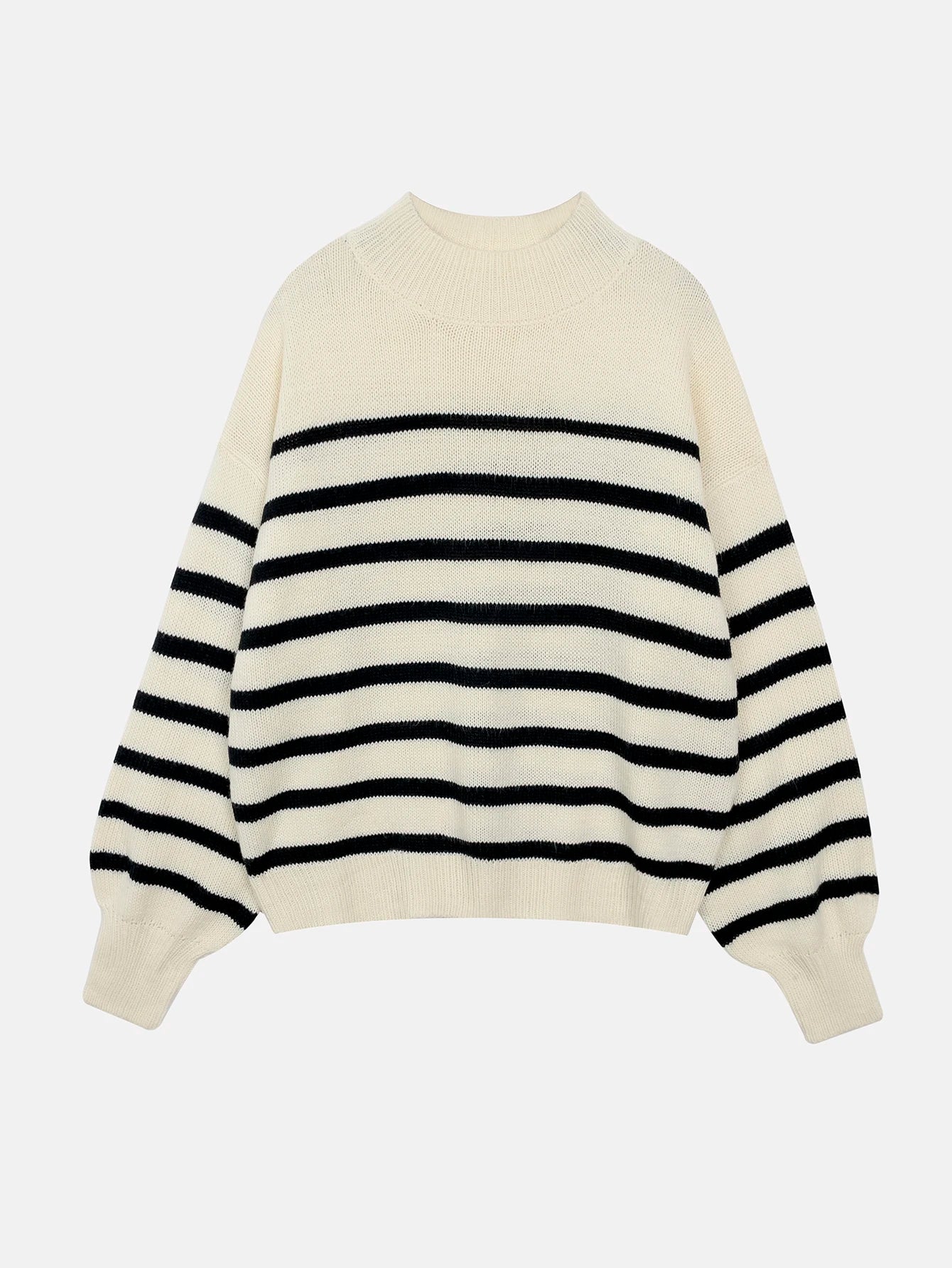 Sweaters- Striped Crew Neck Sweater - Fall Essential