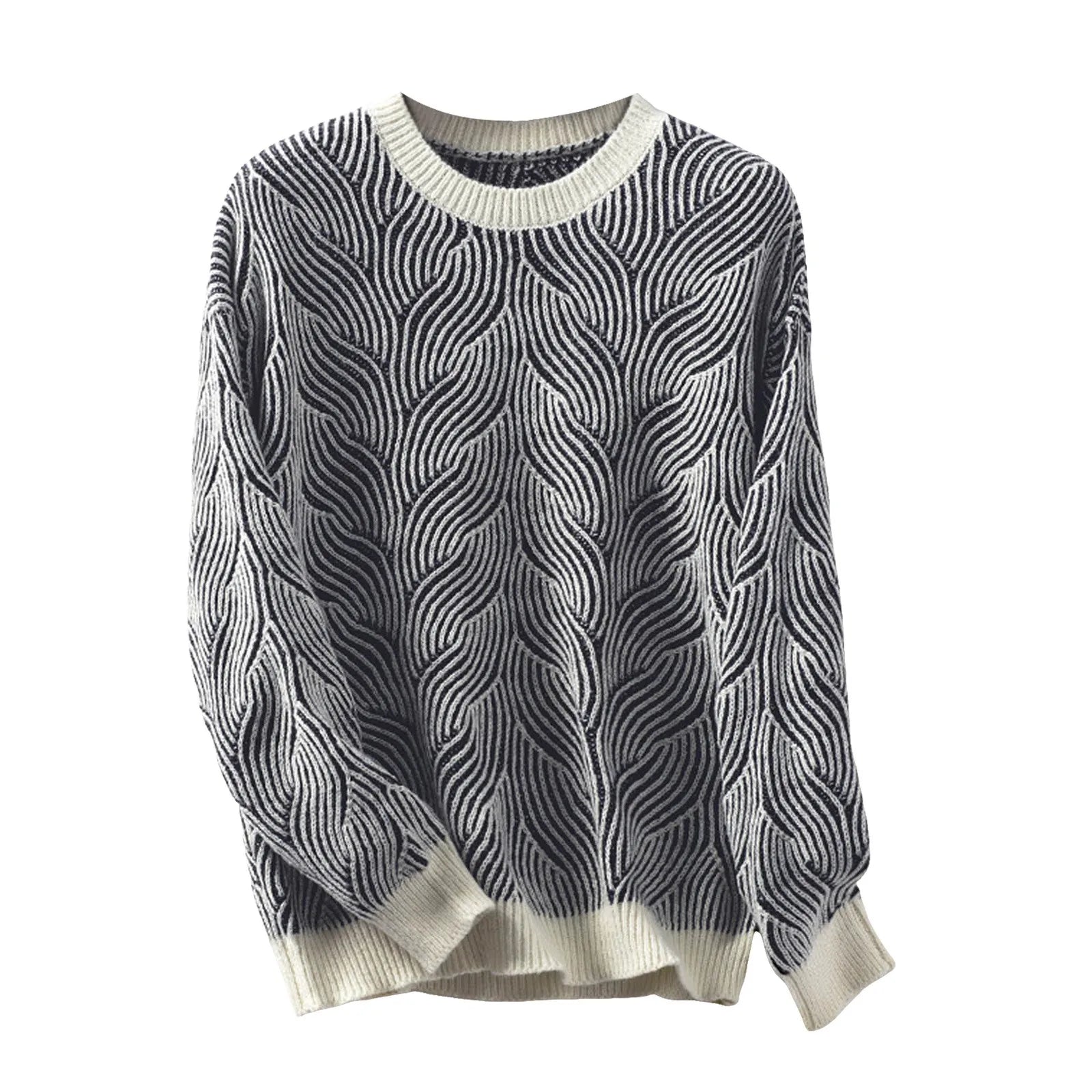 Sweaters - Wave Pattern Cozy Sweater Knit Patterned Jumper