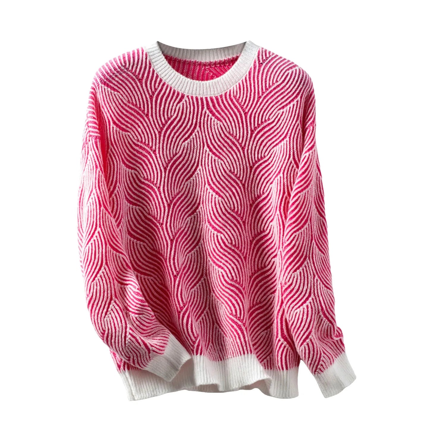 Sweaters - Wave Pattern Cozy Sweater Knit Patterned Jumper