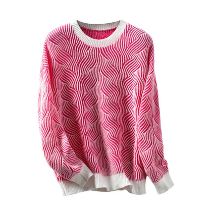 Sweaters - Wave Pattern Cozy Sweater Knit Patterned Jumper