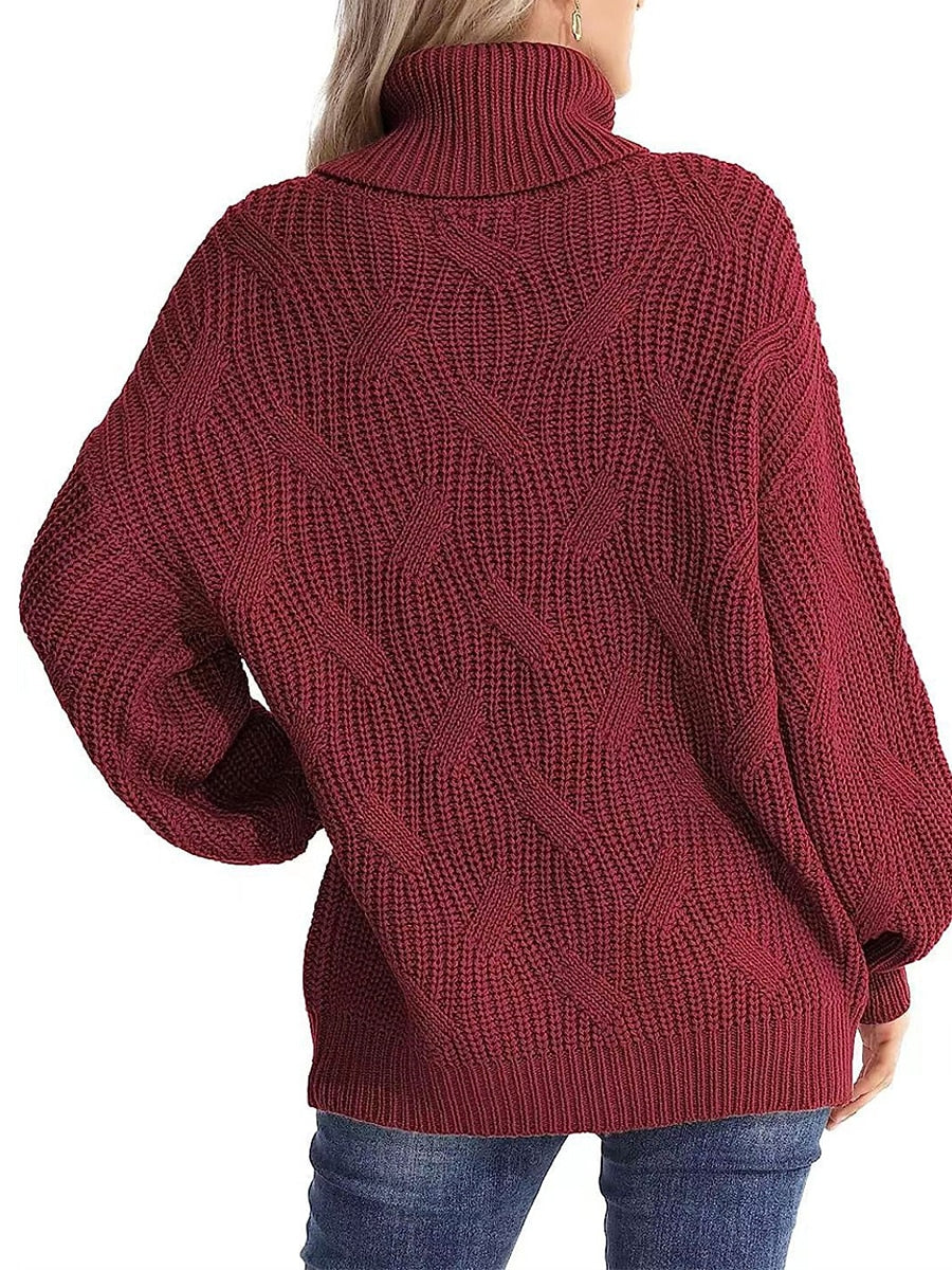 Sweaters- Winter Chunky Knit Cozy Turtleneck Sweater Jumper- - Pekosa Women Clothing