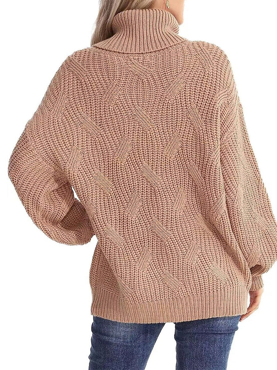 Sweaters- Winter Chunky Knit Cozy Turtleneck Sweater Jumper- - Pekosa Women Clothing