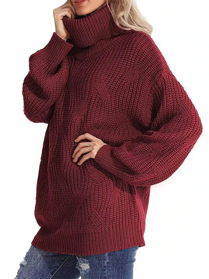 Sweaters- Winter Chunky Knit Cozy Turtleneck Sweater Jumper- - Pekosa Women Clothing