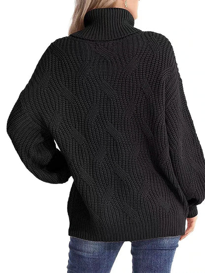 Sweaters- Winter Chunky Knit Cozy Turtleneck Sweater Jumper- - Pekosa Women Clothing