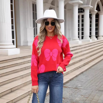 Sweaters- Women Bow Knitted Jumper for Trendy Winter Looks- - Pekosa Women Fashion