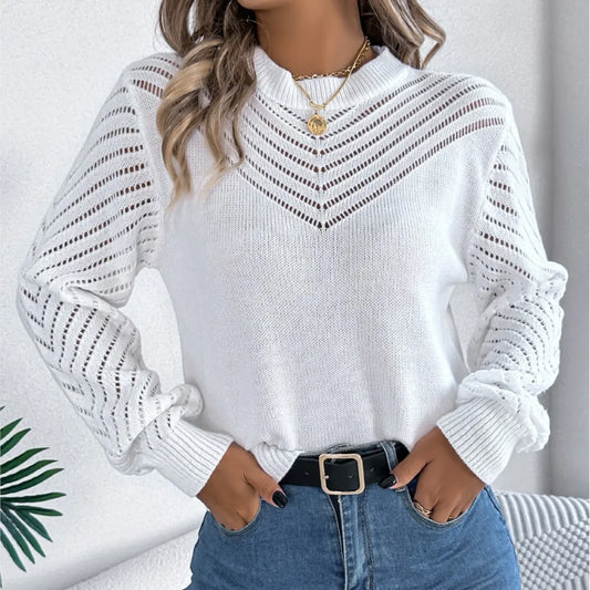 Sweaters- Women Chevron Knit Sweater for Fall- - Chuzko Women Clothing