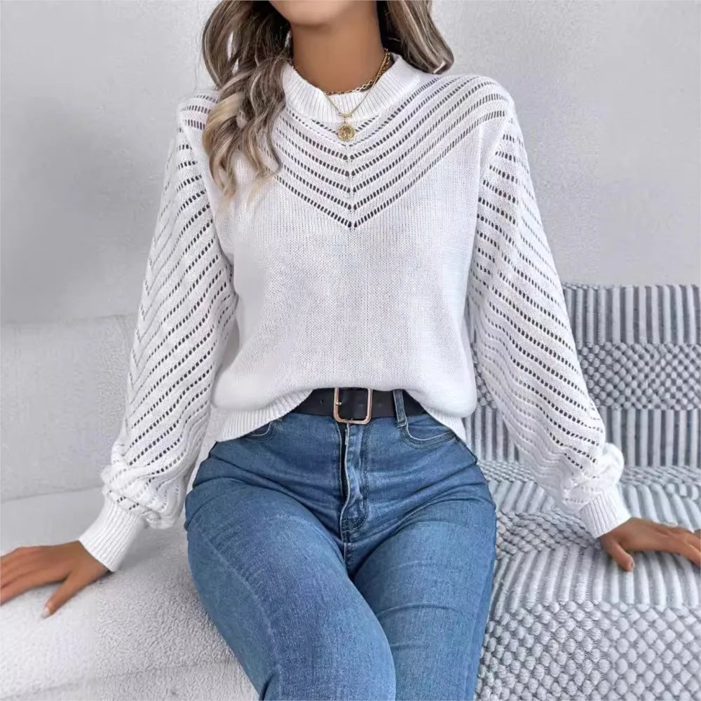 Sweaters- Women Chevron Knit Sweater for Fall- - Chuzko Women Clothing