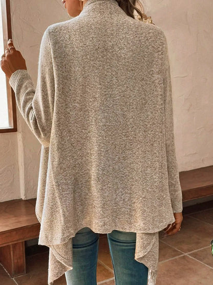 Sweaters- Women Elegant Draped Asymmetrical Fringe Sweater- - Pekosa Women Fashion