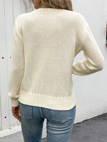 Sweaters- Women Elegant Openwork Knit Sweater- - Pekosa Women Fashion