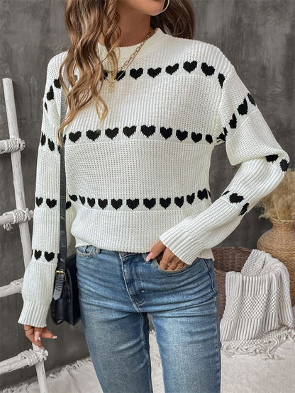 Sweaters- Women Fall in Love Sweater Heart-Themed Knitwear- - Pekosa Women Fashion