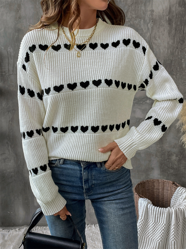 Sweaters- Women Fall in Love Sweater Heart-Themed Knitwear- - Pekosa Women Fashion