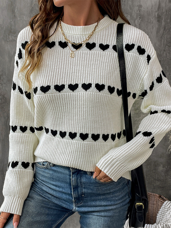 Sweaters- Women Fall in Love Sweater Heart-Themed Knitwear- - Pekosa Women Fashion