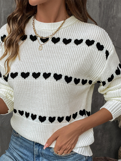 Sweaters- Women Fall in Love Sweater Heart-Themed Knitwear- - Pekosa Women Fashion