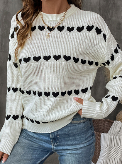 Sweaters- Women Fall in Love Sweater Heart-Themed Knitwear- - Pekosa Women Fashion