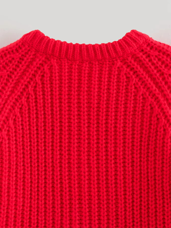 Sweaters- Women Red Ribbed Cardigan for Layering- - Pekosa Women Fashion