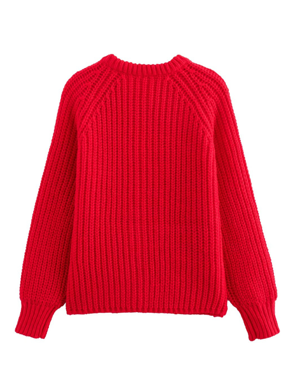 Sweaters- Women Red Ribbed Cardigan for Layering- - Pekosa Women Fashion