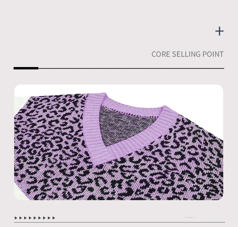 Sweaters- Women Trendy Color Block Leopard Knit Sweater- - Pekosa Women Fashion