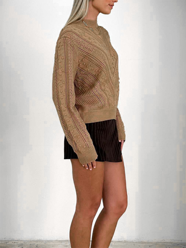 Sweaters- Women's Textured Fall Cable Knit Sweater- - Chuzko Women Clothing