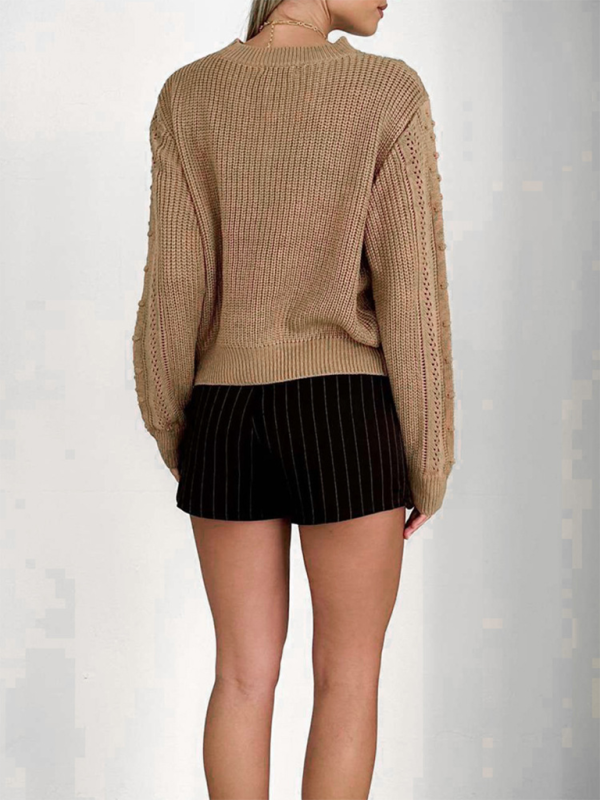 Sweaters- Women's Textured Fall Cable Knit Sweater- - Chuzko Women Clothing