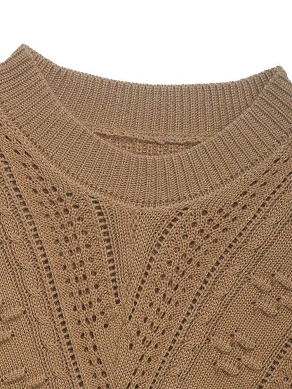 Sweaters- Women's Textured Fall Cable Knit Sweater- - Chuzko Women Clothing