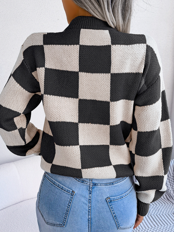 Sweaters - Yin-Yang Checkerboard Knits – Long Sleeve Sweaters