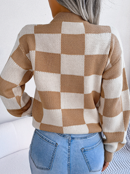 Sweaters - Yin-Yang Checkerboard Knits – Long Sleeve Sweaters