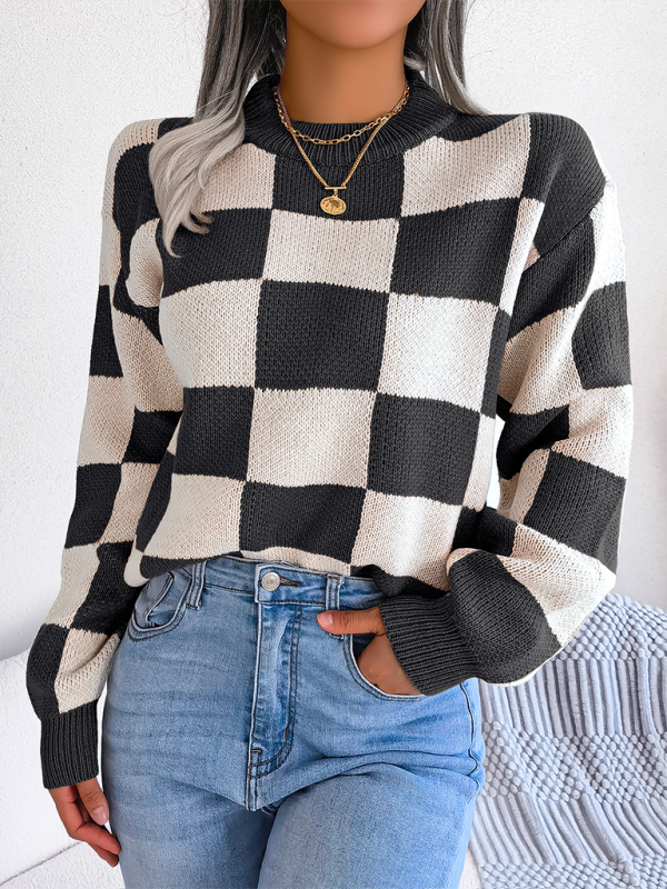 Sweaters - Yin-Yang Checkerboard Knits – Long Sleeve Sweaters