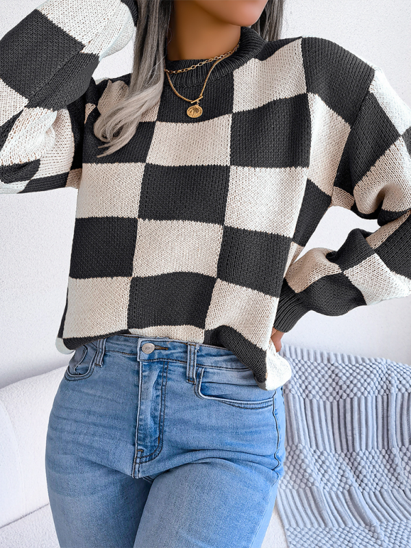 Sweaters - Yin-Yang Checkerboard Knits – Long Sleeve Sweaters