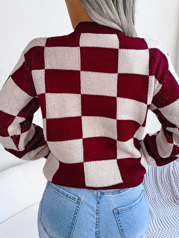 Sweaters - Yin-Yang Checkerboard Knits – Long Sleeve Sweaters