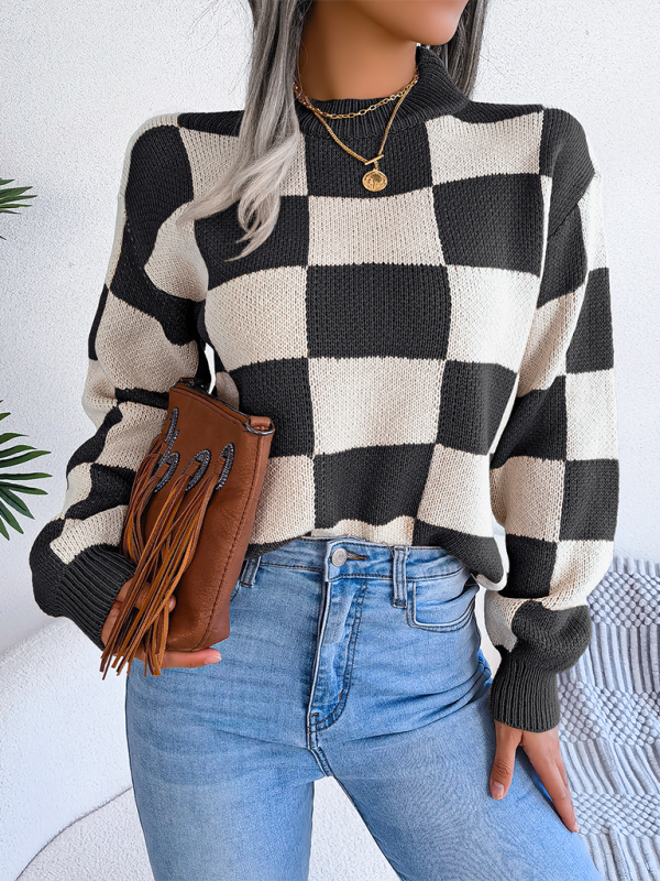 Sweaters - Yin-Yang Checkerboard Knits – Long Sleeve Sweaters