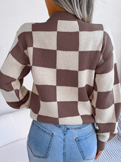 Sweaters - Yin-Yang Checkerboard Knits – Long Sleeve Sweaters