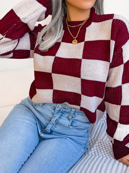 Sweaters - Yin-Yang Checkerboard Knits – Long Sleeve Sweaters