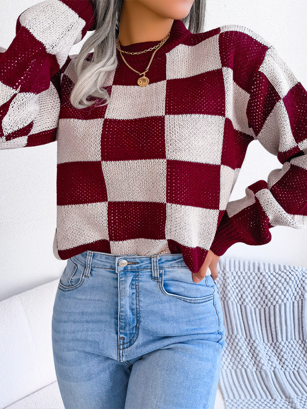 Sweaters - Yin-Yang Checkerboard Knits – Long Sleeve Sweaters