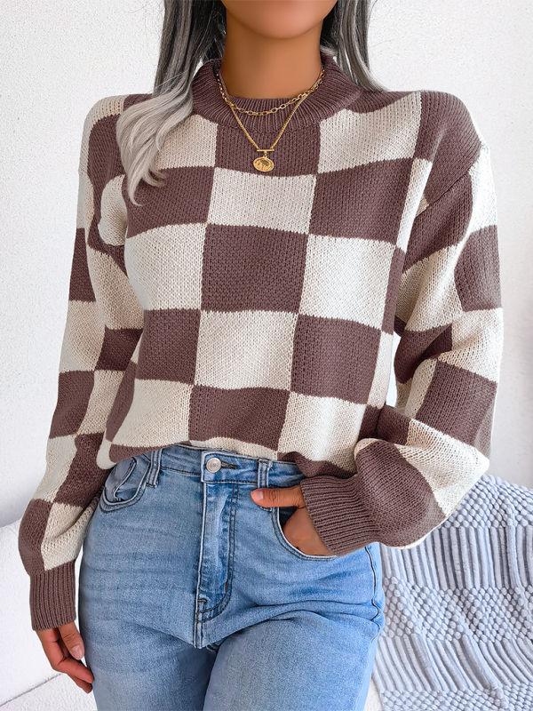 Sweaters - Yin-Yang Checkerboard Knits – Long Sleeve Sweaters