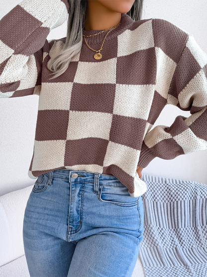 Sweaters - Yin-Yang Checkerboard Knits – Long Sleeve Sweaters