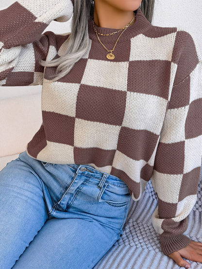 Sweaters - Yin-Yang Checkerboard Knits – Long Sleeve Sweaters