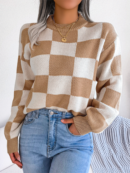 Sweaters - Yin-Yang Checkerboard Knits – Long Sleeve Sweaters