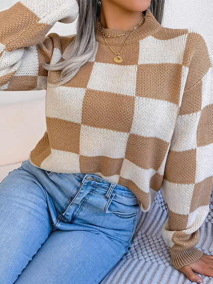 Sweaters - Yin-Yang Checkerboard Knits – Long Sleeve Sweaters