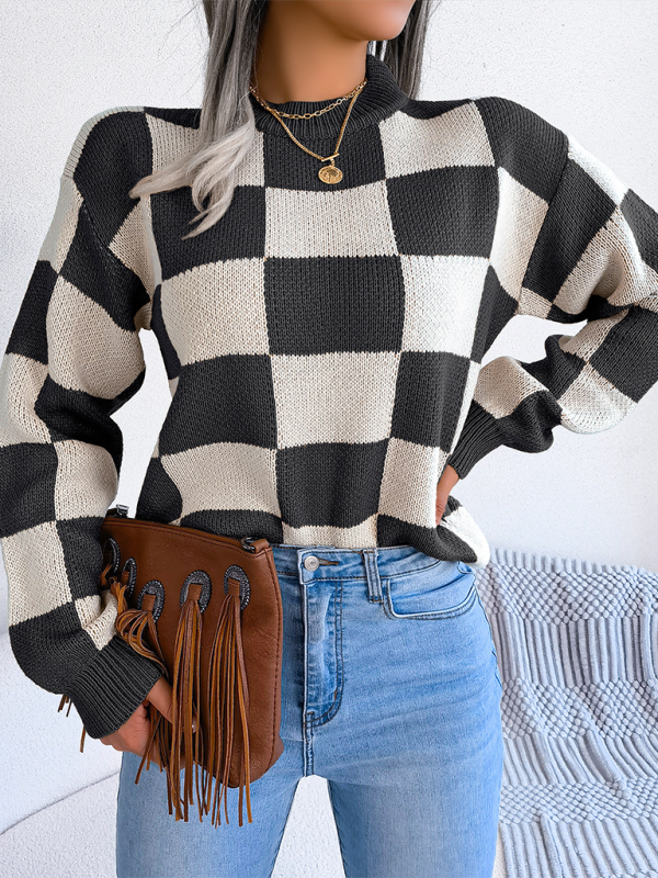 Sweaters - Yin-Yang Checkerboard Knits – Long Sleeve Sweaters