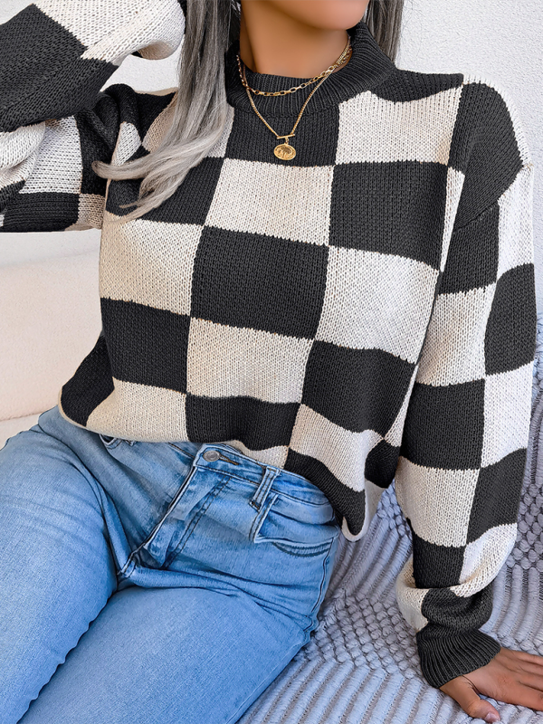 Sweaters - Yin-Yang Checkerboard Knits – Long Sleeve Sweaters