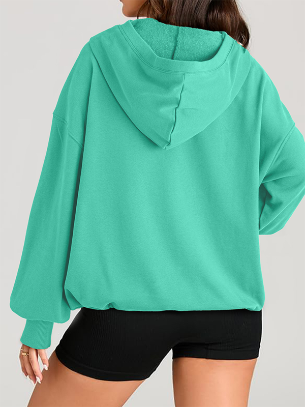 Sweatshirt Hoodies - Classic Solid Long Sleeve Half Zippered Hoodie Modern Colors