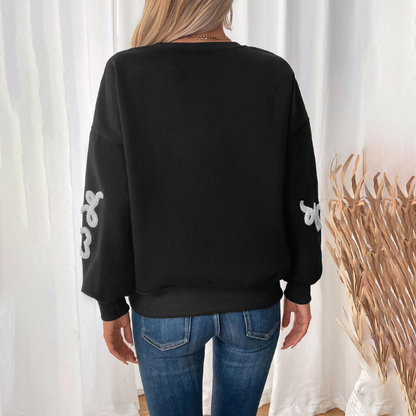 Sweatshirts - Drop-Shoulder Casual Sweatshirt Embroidered Heart Pullover