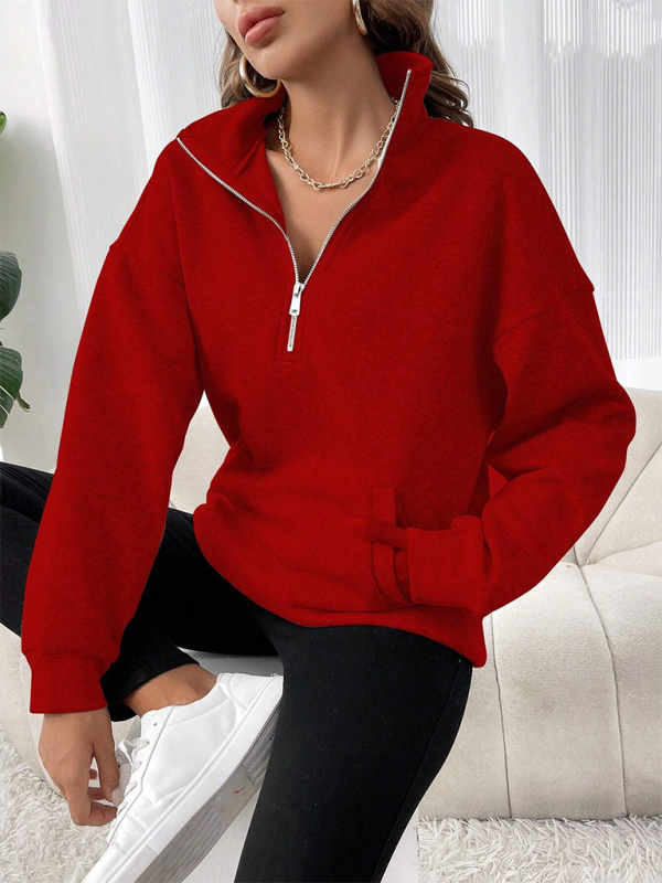 Sweatshirts - Drop Shoulders Half Zip Classic Sweatshirt