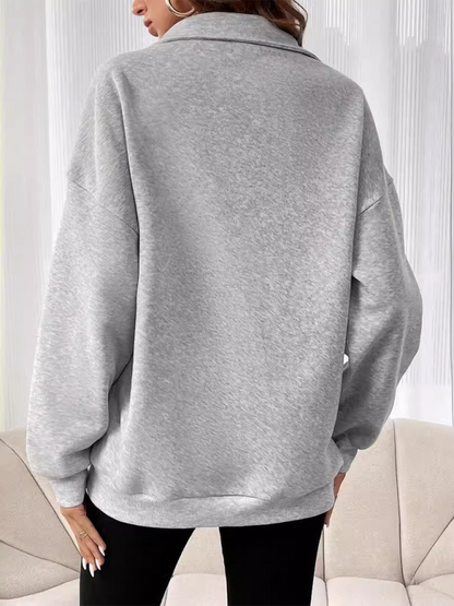 Sweatshirts - Drop Shoulders Half Zip Classic Sweatshirt