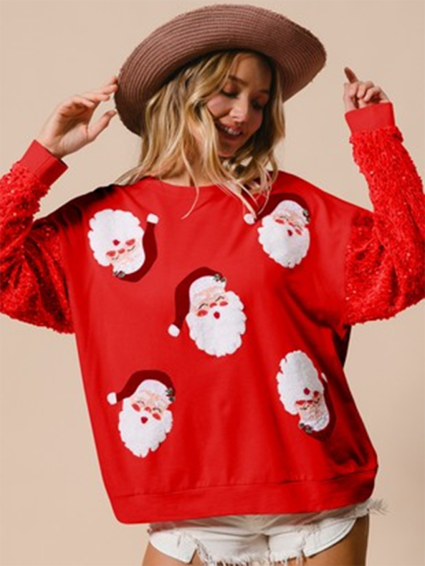 Sweatshirts - Festive Sequin Sweatshirt December Fashion Sweater