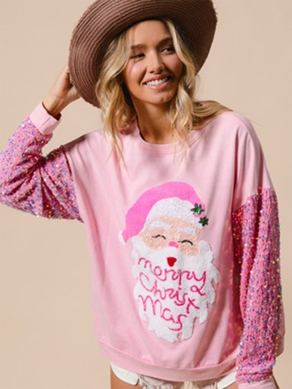 Sweatshirts - Festive Sequin Sweatshirt December Fashion Sweater