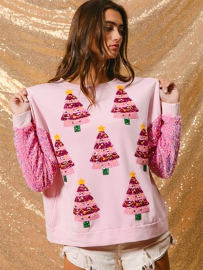 Sweatshirts - Festive Sequin Sweatshirt December Fashion Sweater